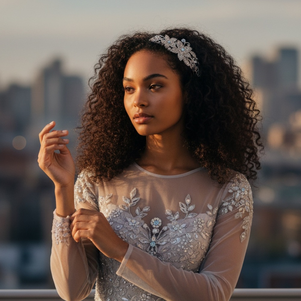 Elegant Silver Floral Headband